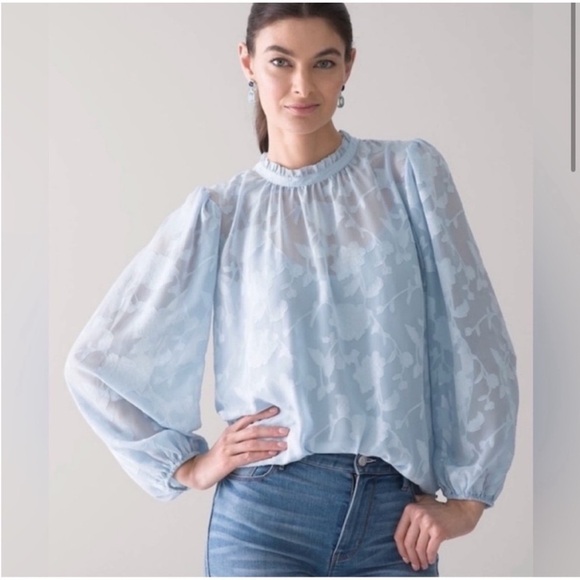 White House Black Market Tops - White House black market ruffle collar floral blouse size large new with tags.